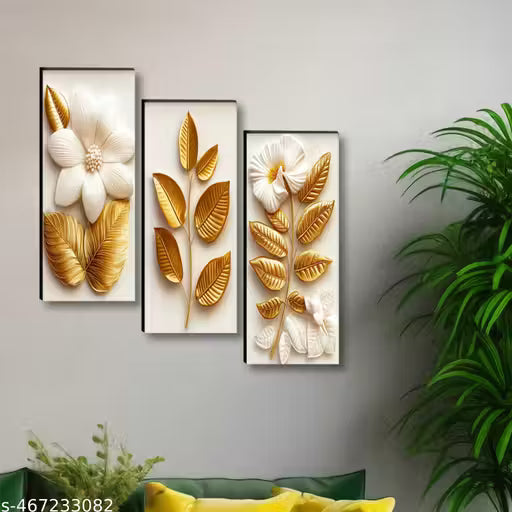 3-Panel Floral Wall Hanging for Home Decor