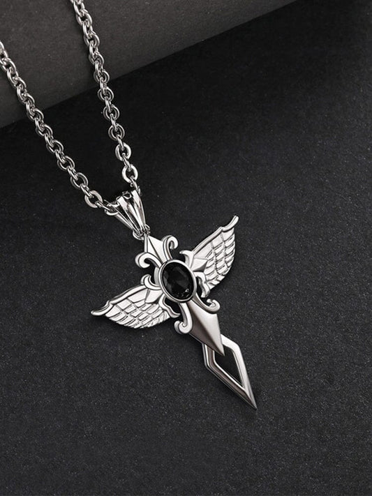 Angel Wing Cross Pendant Necklace